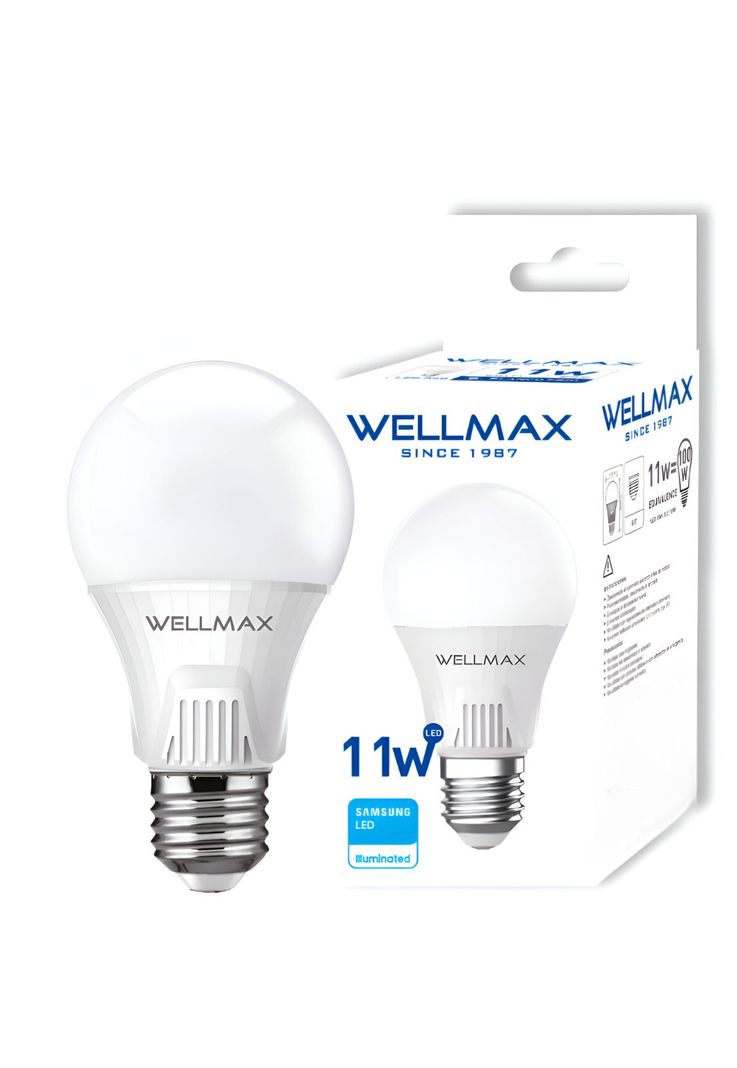 Ampolleta LED Wellmax E-27 11W Luz Fria 1050Lm LED Samsung Blanco