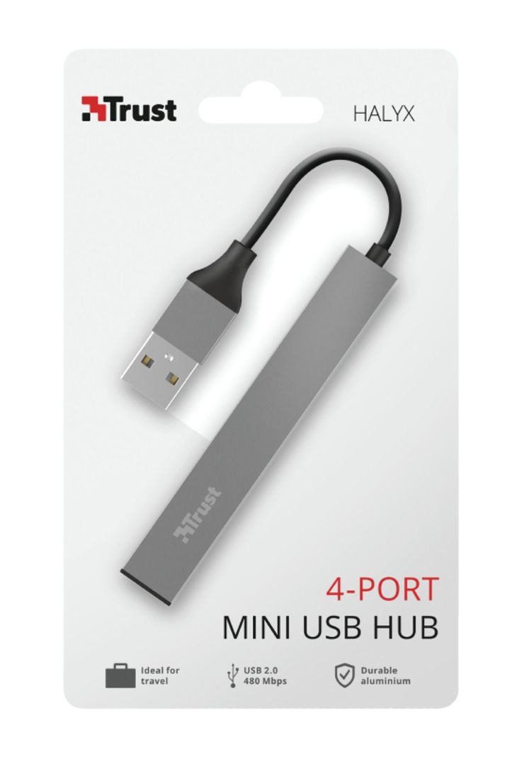 Hub Usb Trust Halyx 4 Puertos Usb 2.0 Flat Aluminium High Speed-5