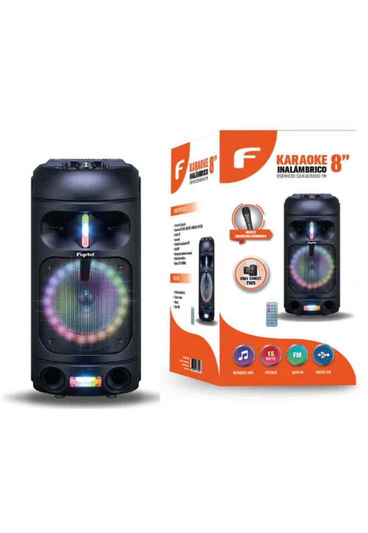 Parlante Karaoke BT RGB con Micrófono Recargable Fujitel 802-6