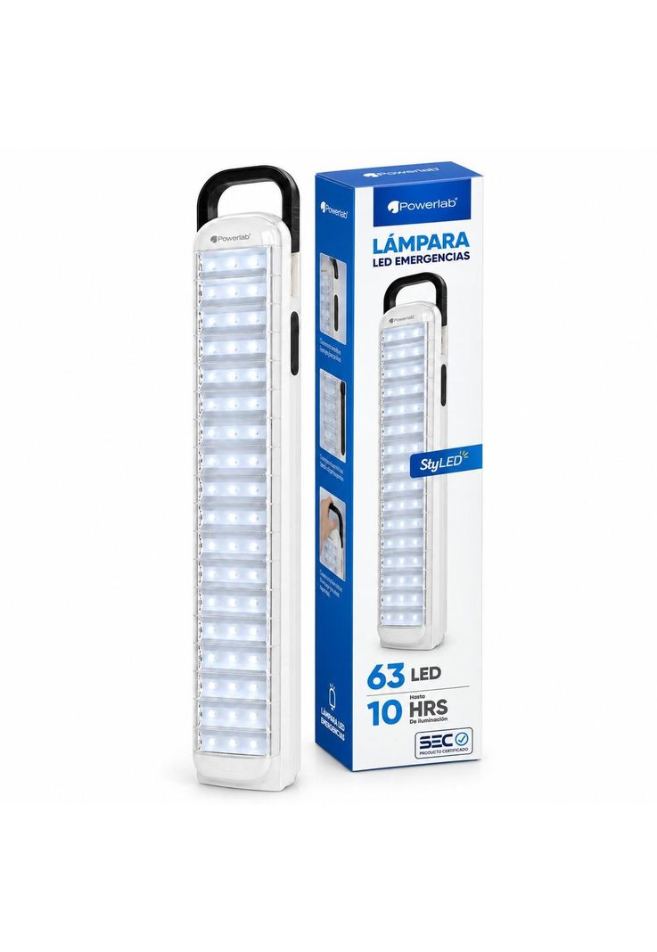 Lampara de Emergencia Recargable de 63 LED 10Hr de Autonomia Blanco