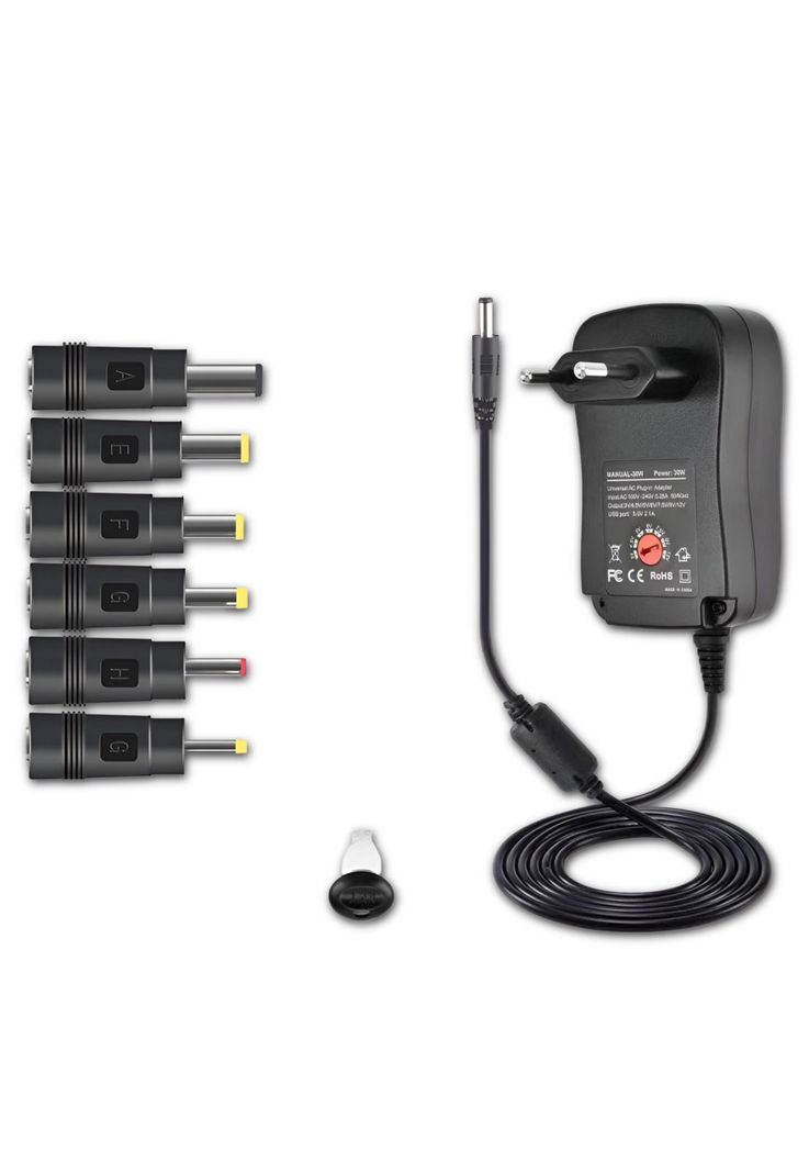 Eliminador de Pilas 12V/2A Regulable + Plug Universales CH24-0
