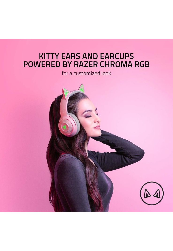 Audifonos Razer Rosado Kraken Bluetooth Kitty Gamer Edition-5