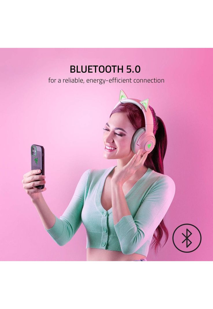 Audifonos Razer Rosado Kraken Bluetooth Kitty Gamer Edition-6