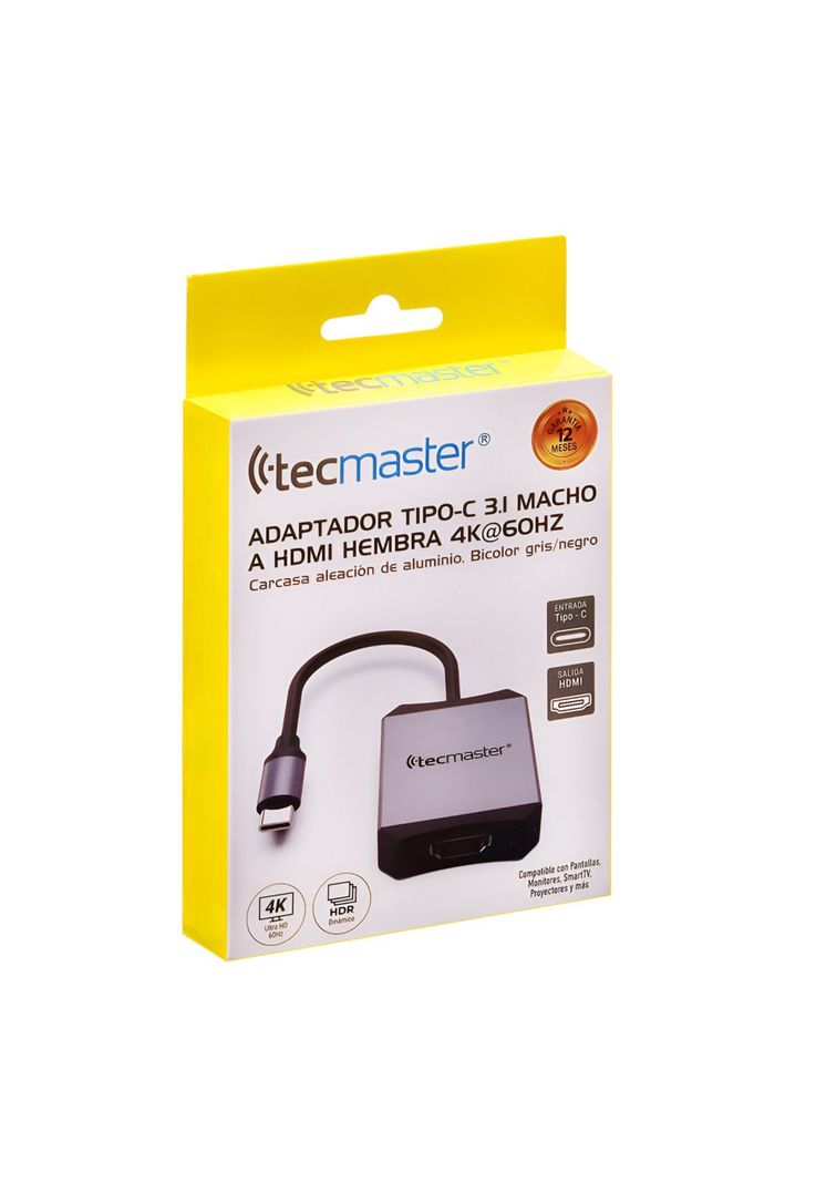Adaptador Type-C a HDMI Hembra 4K 60Hz Tecmaster TM-100540-3