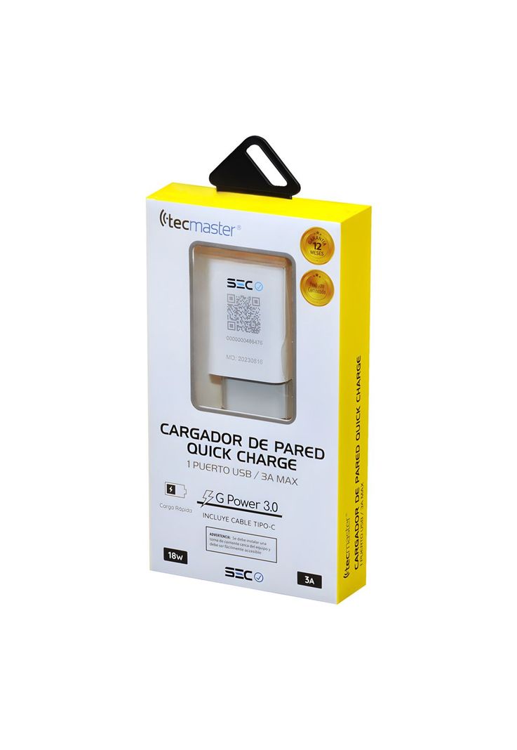 Cargador USB-C Quick Charge Smart Line 3A 18W SEC TM-200516-1