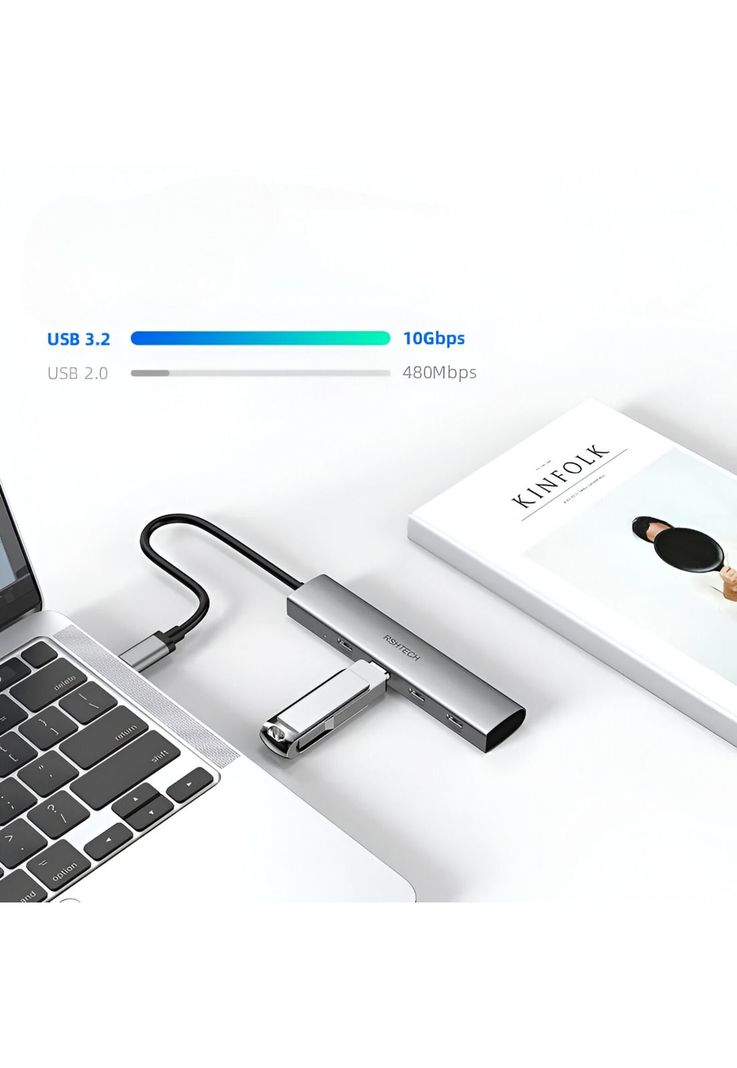 HUB USB-C 3.2 Aluminium 4 Puertos C Tecmaster TM-100554-1