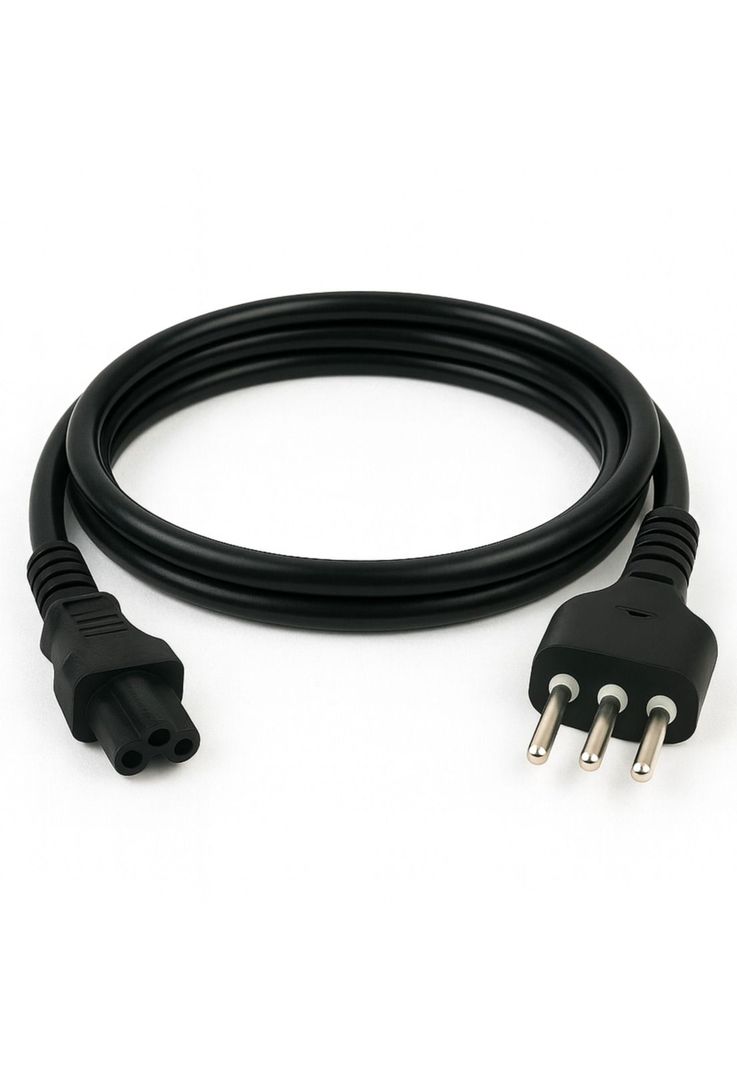 Cable de Poder Tipo Trebol 1.8 MT Reforzado 220V / 3 PIN Negro