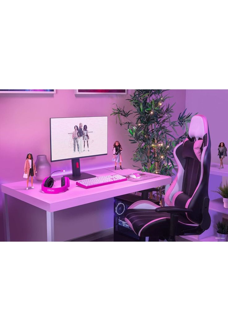 Audífonos Gamer de Barbie Rosados KROM KHALI Multiplataforma-6