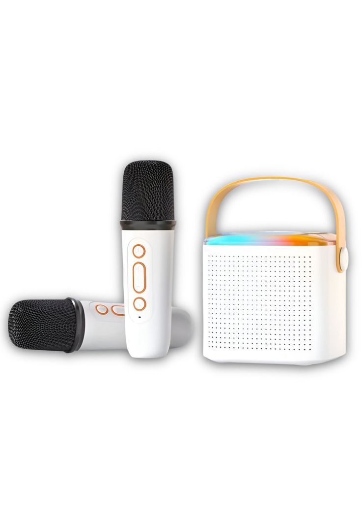Karaoke RGB para niños con Micrófonos Inalámbricos y Efectos-0