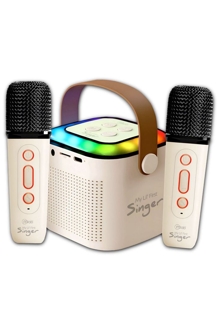 Karaoke RGB para niños con Micrófonos Inalámbricos y Efectos-1
