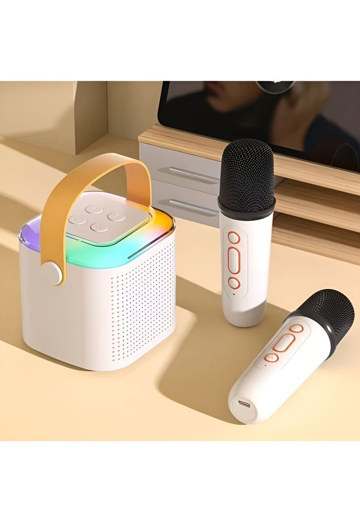 Karaoke RGB para niños con Micrófonos Inalámbricos y Efectos-5