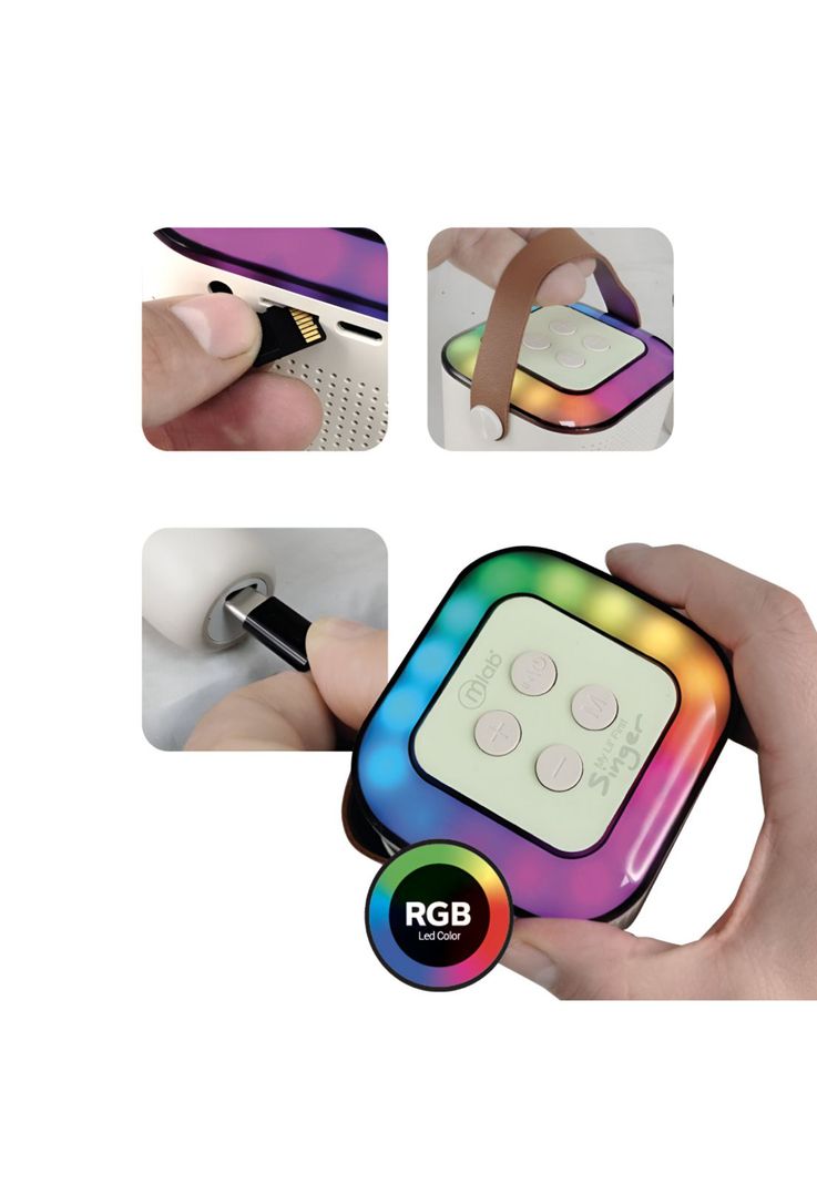 Karaoke RGB para niños con Micrófonos Inalámbricos y Efectos-6