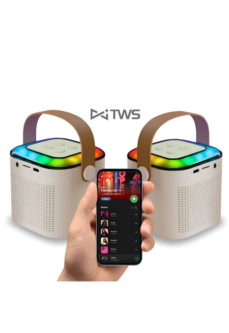 Karaoke RGB para niños con Micrófonos Inalámbricos y Efectos-7