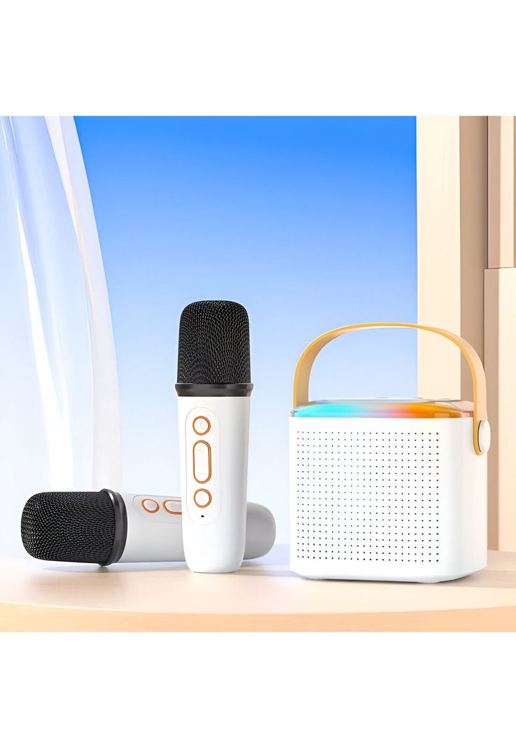 Karaoke RGB para niños con Micrófonos Inalámbricos y Efectos-9