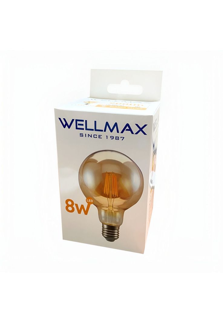 Ampolleta LED Filament Deco Globo Wellmax E27 Calida 8W G95-3