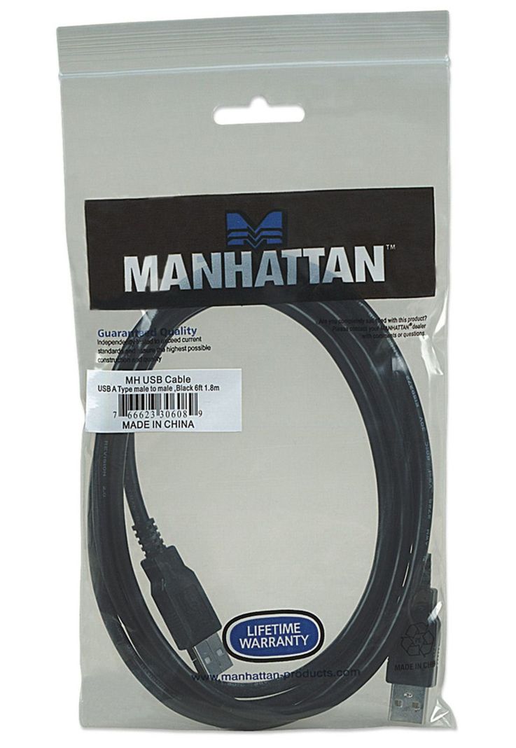 Cable De Datos USB A USB Macho - Macho 1.8M Manhattan 306089-2