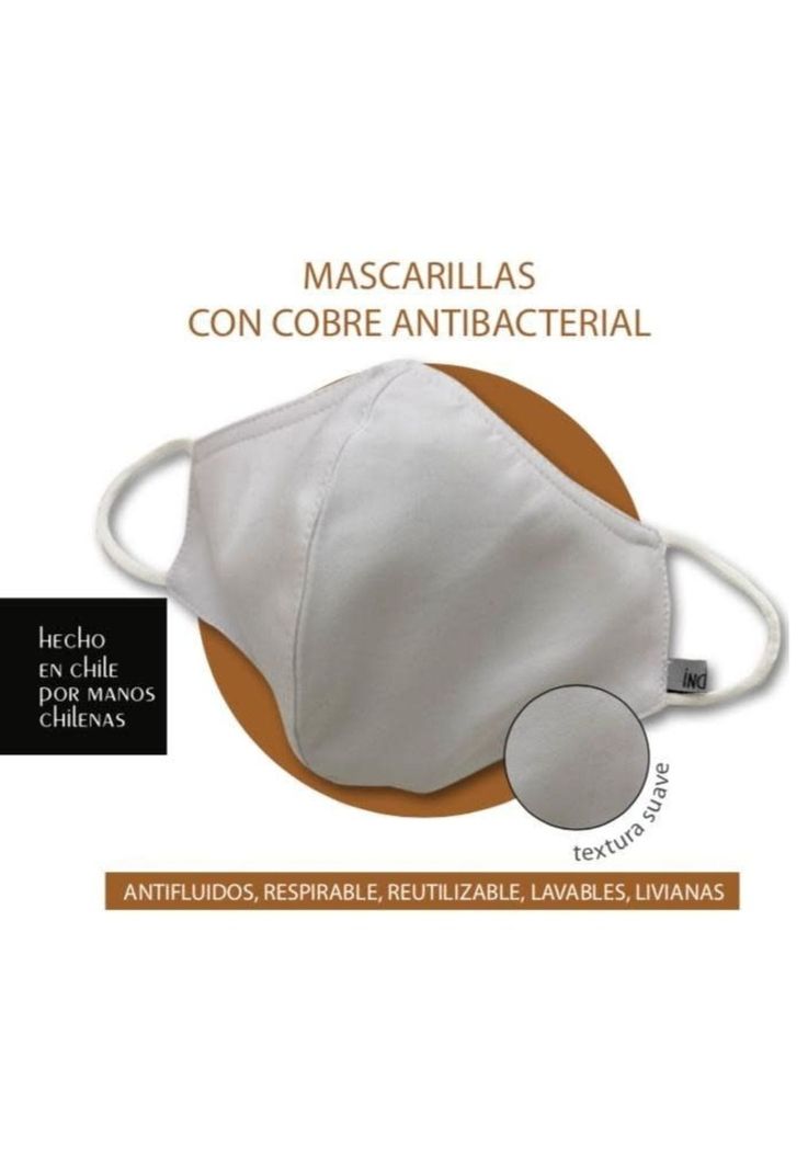 Mascarilla Facial Reutilizable De Cobre  Blanco Talla S-1