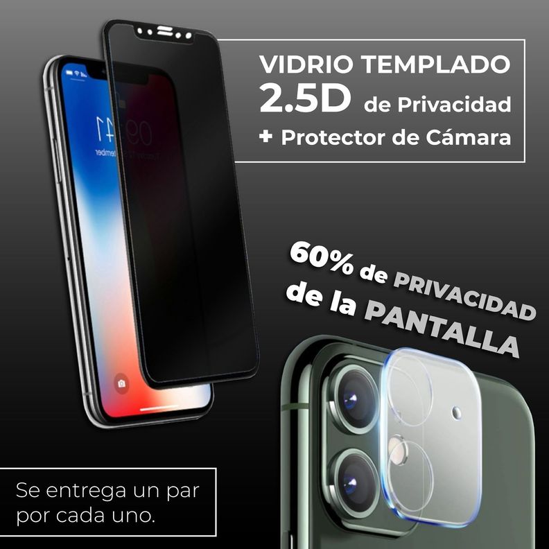 Pack vidrio templado de privacidad  2.5d + protector de cámara iphone  12 pro-1