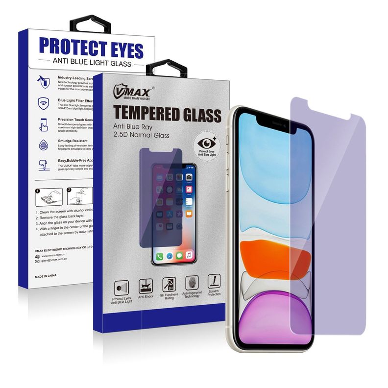Pack x2 Vidrio Templado Plano Anti Blue Ray 2.5d + Protector de Cámara Iphone 11 Iphone 12-0