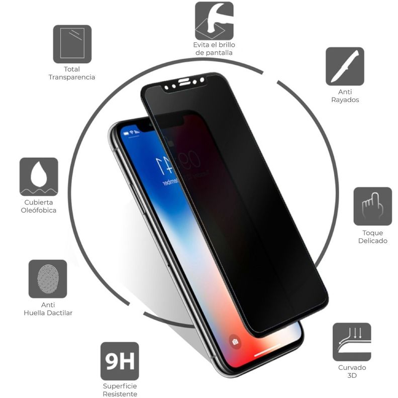 Vidrio templado de privacidad  2.5d iphone 12 pro max-1