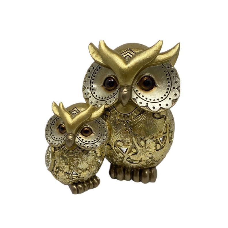Buhos Madre E Hijo Decorativo Dorado