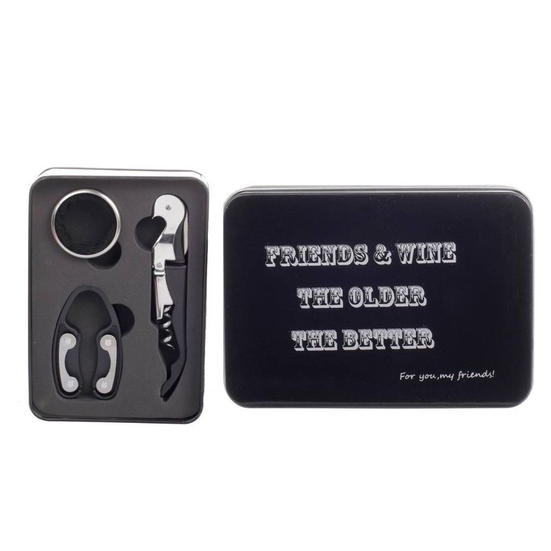 Caja Metálica 3 Accesorios Sommelier Vino Friends-0