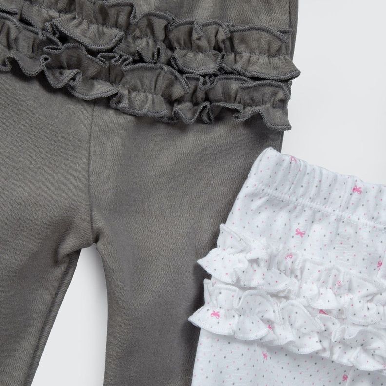 PACK PANTALONES BLANCO GRIS CINTA ROSA ALGODÓN PERUANO-1