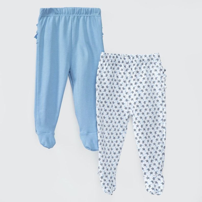 PACK PANTALONES BLANCO CELESTE HOJAS ALGODÓN PERUANO-0