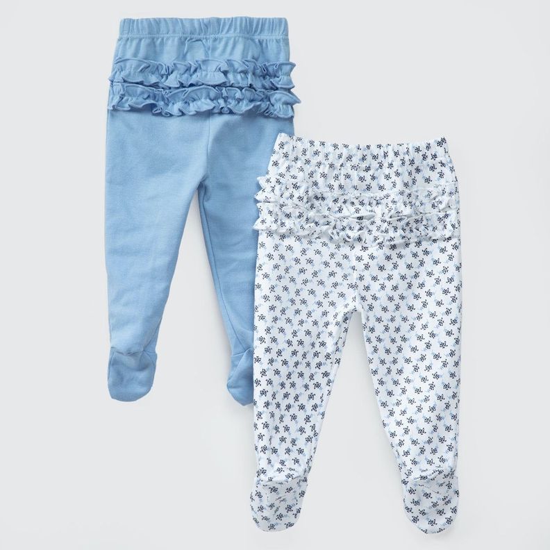 PACK PANTALONES BLANCO CELESTE HOJAS ALGODÓN PERUANO-1