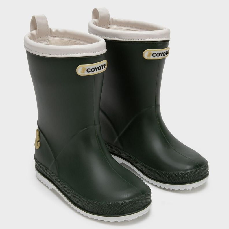 Bota de agua verde militar ribete blanco-0