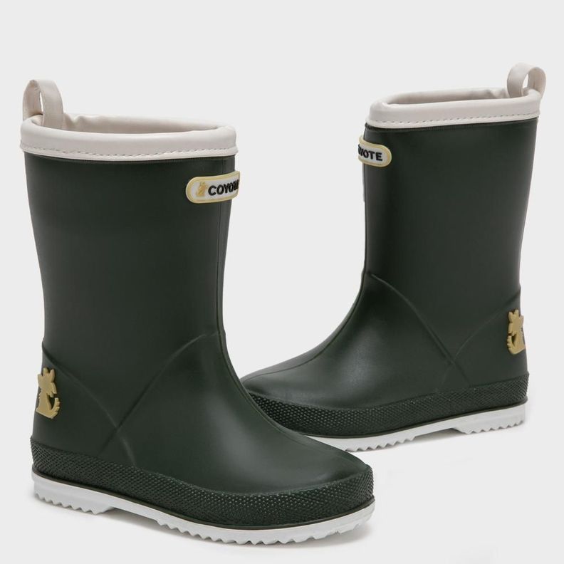 Bota de agua verde militar ribete blanco-3