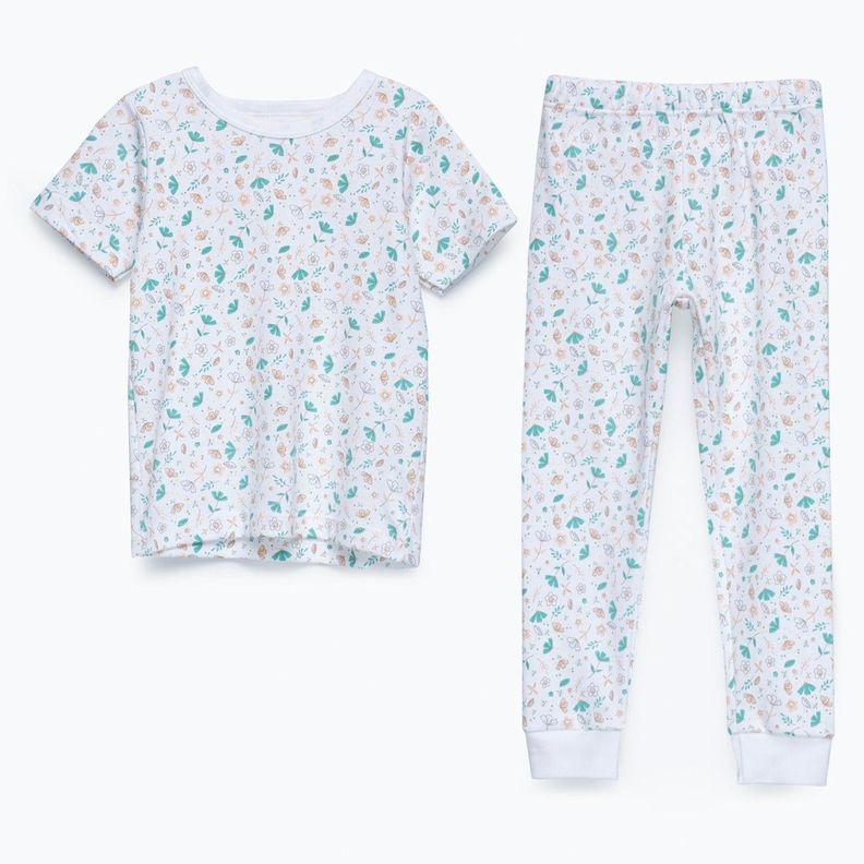 PIJAMA BLANCO HOJAS COLORES ALGODÓN PERUANO-0