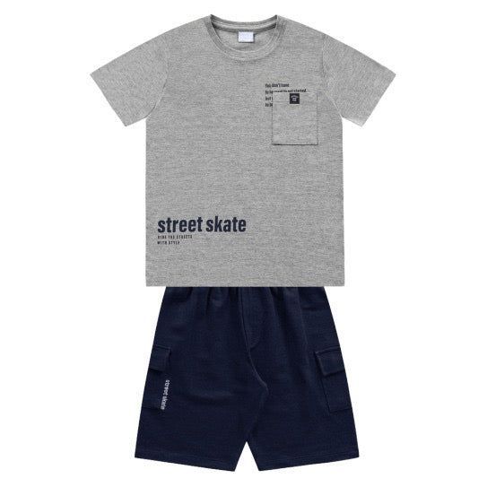CONJUNTO POLERA GRIS Y SHORT SKATE-0