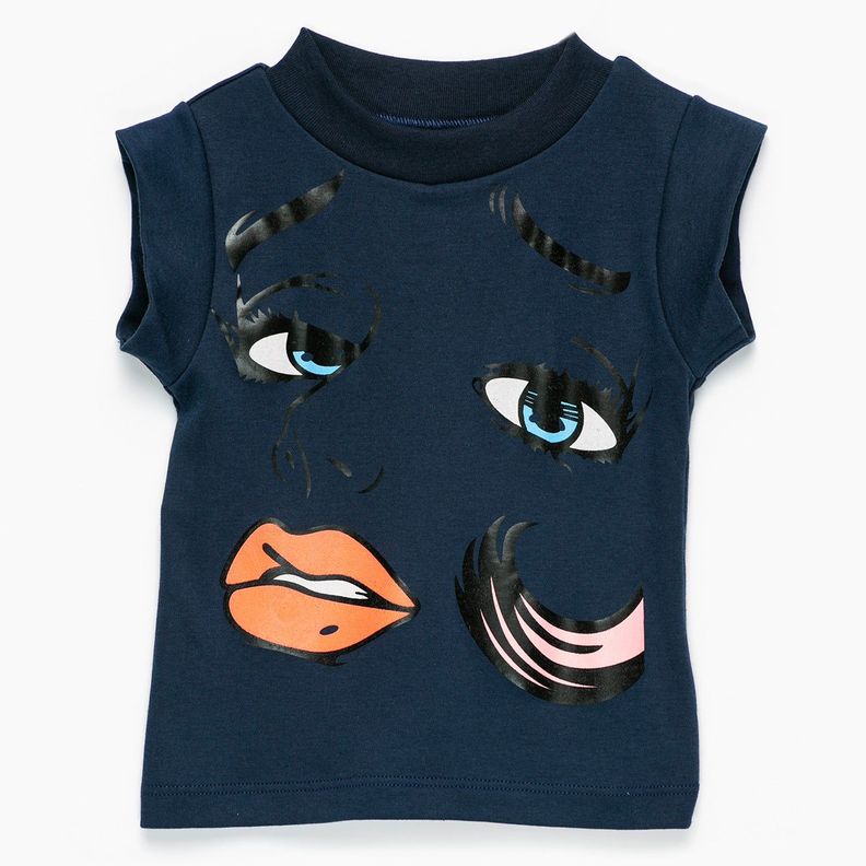 POLERA AZUL LABIOS ALGODÓN PERUANO