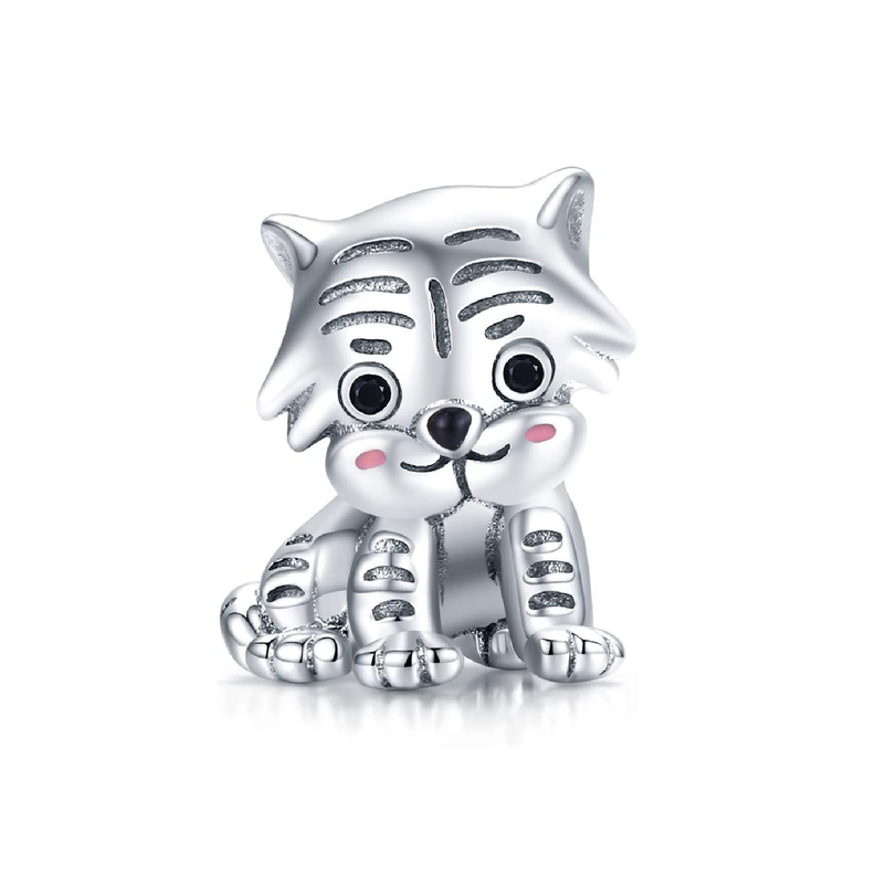 Charm Tigre Cachorro Tierno En Plata 925 Silver Heart-0