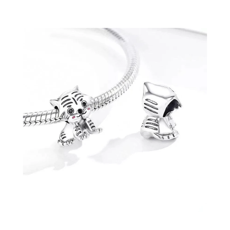 Charm Tigre Cachorro Tierno En Plata 925 Silver Heart-1