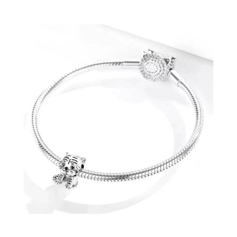 Charm Tigre Cachorro Tierno En Plata 925 Silver Heart-2