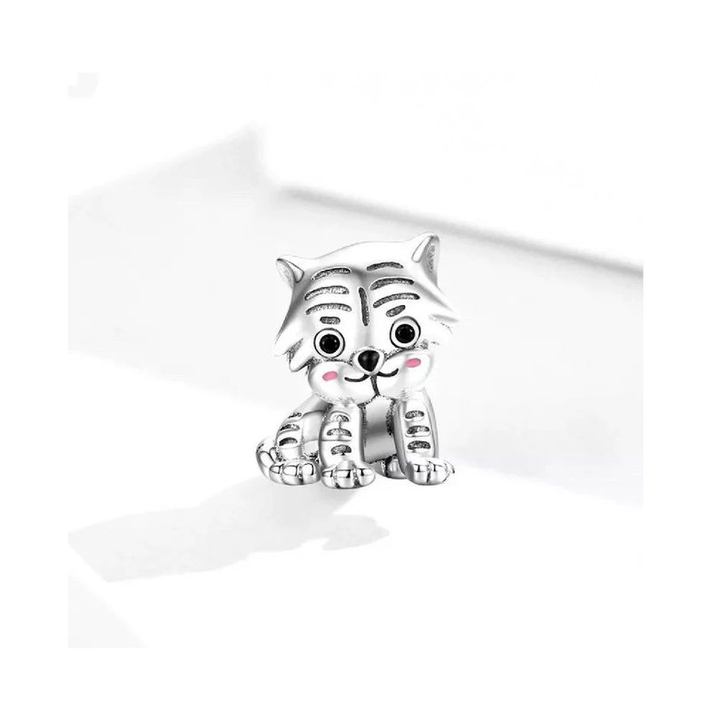 Charm Tigre Cachorro Tierno En Plata 925 Silver Heart-3