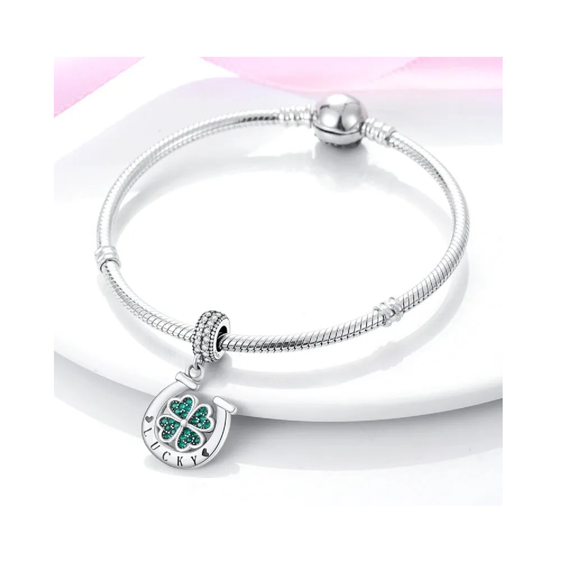 Charm Herradura Y Trébol De La Suerte Plata 925 Silver Heart-2