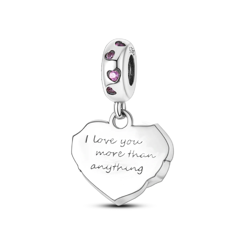 Charm Corazón De Rosa Y Circones En Plata 925 Silver Heart-1