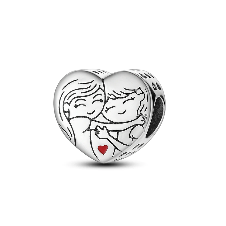 Charm Corazón Amor De Hermanas En Plata 925 Silver Heart-0