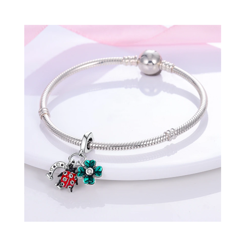 Charm Triple Suerte Y Circones En Plata 925 Silver Heart-2