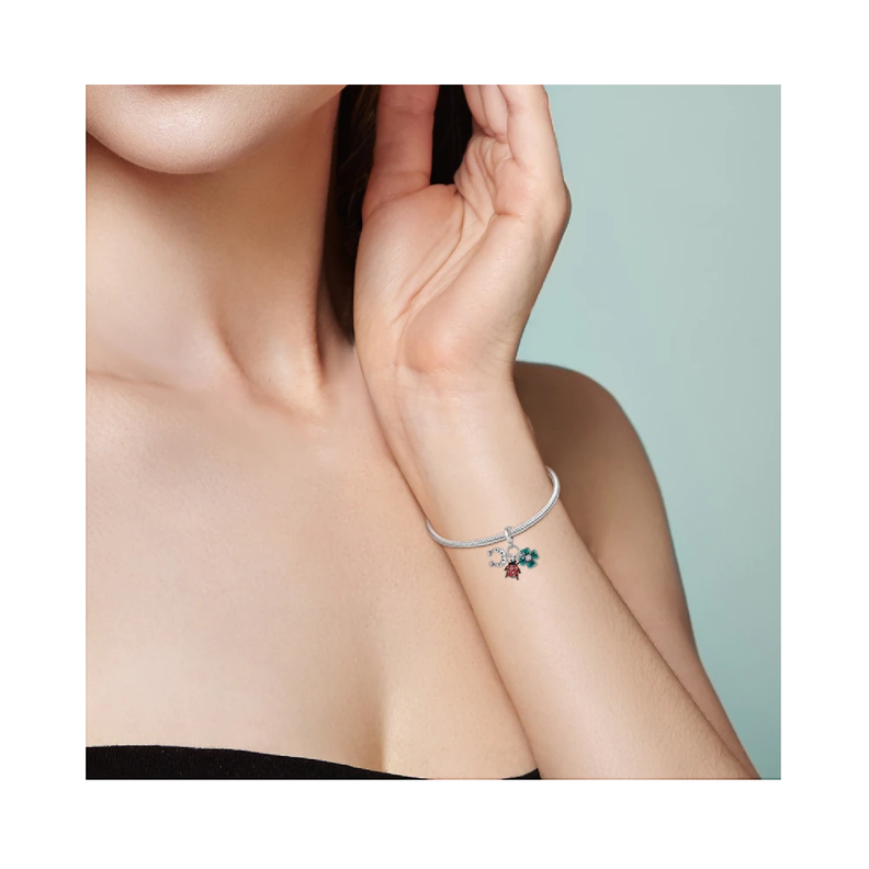 Charm Triple Suerte Y Circones En Plata 925 Silver Heart-3