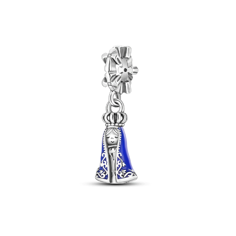 Charm Virgen Azul En Plata 925 Silver Heart-0
