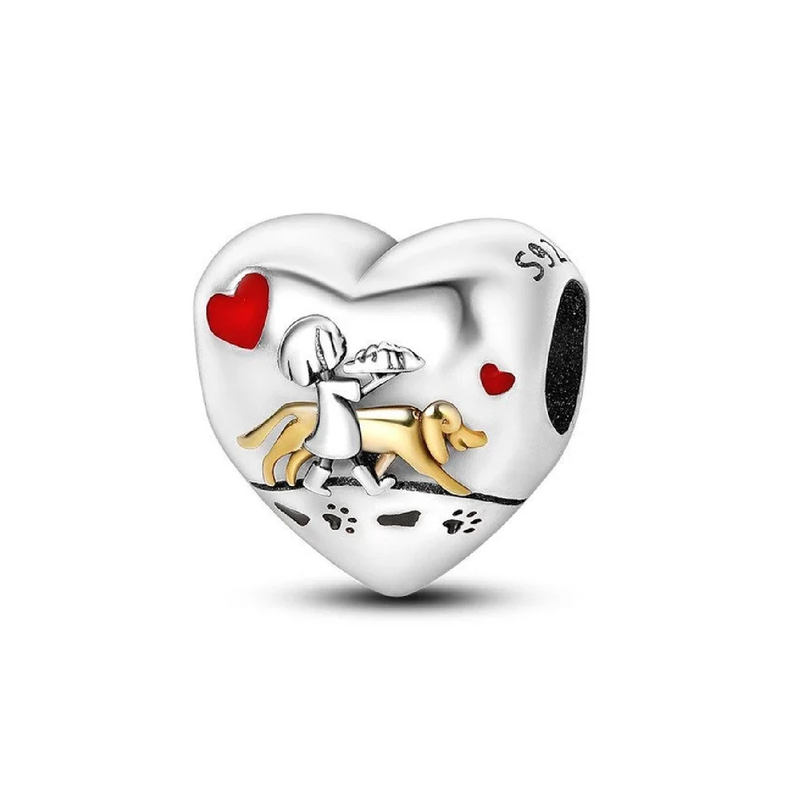 Charm Corazón Amistad Canina En Plata 925 Silver Heart-0