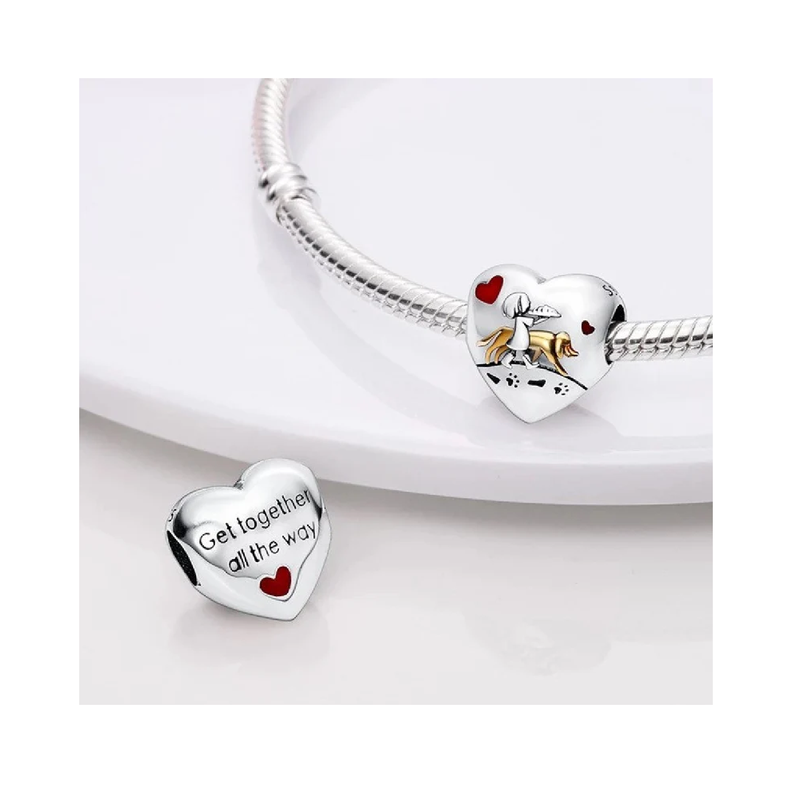 Charm Corazón Amistad Canina En Plata 925 Silver Heart-1