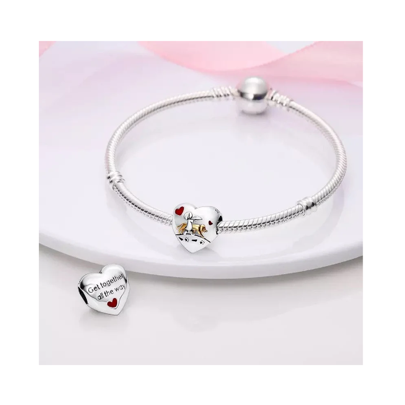 Charm Corazón Amistad Canina En Plata 925 Silver Heart-2