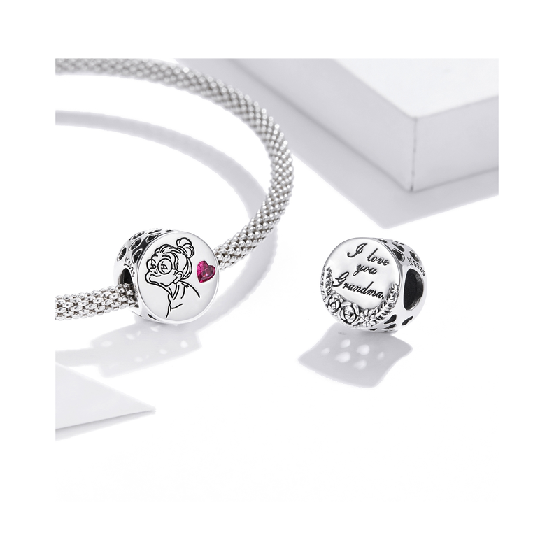 Charm Amor A Abuela Y Corazón Rosa En Plata 925 Silver Heart-2