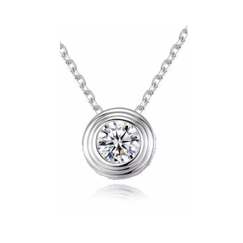 Collar Cadena Punto de Luz Redondo En Plata 925 Silver Heart-0
