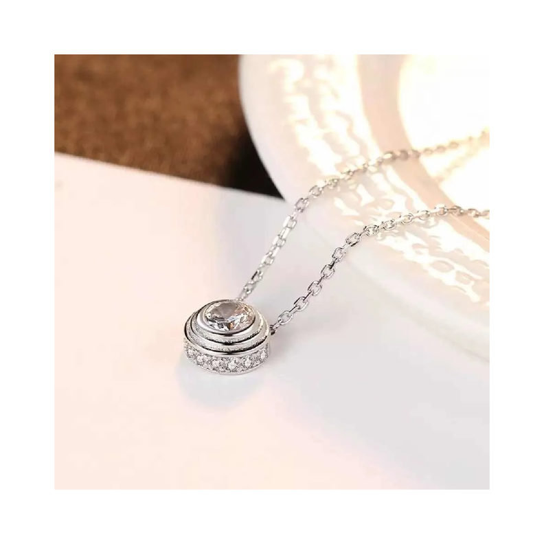 Collar Cadena Punto de Luz Redondo En Plata 925 Silver Heart-1